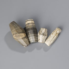 Himalayan Rami Sulemani Agate Beads, 1000+ Years Old, 4 pcs, 28 grams