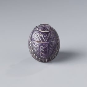 Ancient Egyptian Amethyst Scarab Intaglio Seal Amulet Bead [1.7 x 2.1cm, 6gram]
