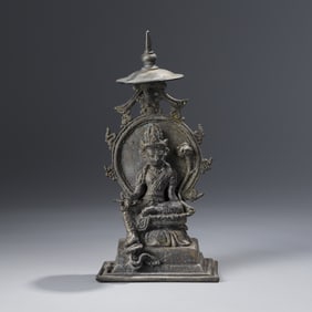 Old Bronze Green Tara Statue, Late 15th Century [7 x 14 cm, 331g]