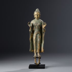 A Javanese Gilt Bronze Figure of Buddha Shakyamuni, 7th/8th Century or Later
