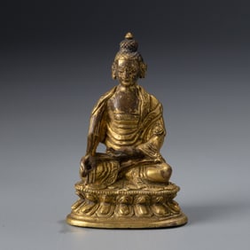 Tibetan Qing Dynasty Gilded Buddha Statue