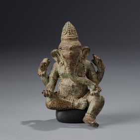 Antique Khmer Cambodian Bronze Ganesh Statue [8.5 x 5.5 cm, 262g]