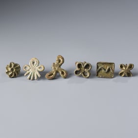 Ancient Bactrian-Greek Bronze Stamp Seals Lot [6pcs, 40g]