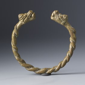 Ancient Near Eastern Roman Bronze Bracelet [1.5 x 6.8 cm, 90g]