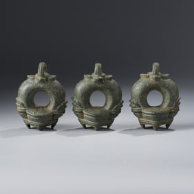 Three Bronze Pendants, Angkor Period Khmer Empire, 12th Century [3pcs, 666g]