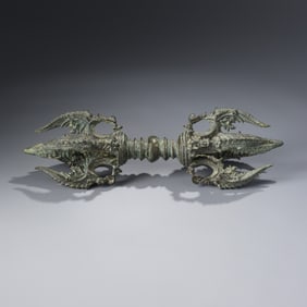 Bronze Vajra, Java, 17th Century, Southeast Asia [23.7 x 5.6 cm, 856g]
