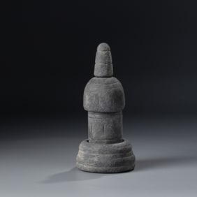 Ancient South Asia Miniature Stone 4 Parts Buddhist Stupa [7 x 16cm, 662gram]