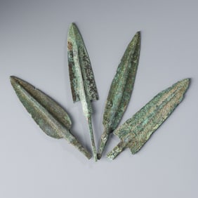 Collection of Ancient Indo Roman Greek Bronze Arrowheads [4pcs, 146gram]