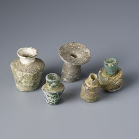 Lot of 5 Ancient Roman Glass Perfume/Medicine Bottles
