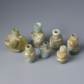 Lot of 7 Ancient Roman Glass Perfume/Medicine Bottles