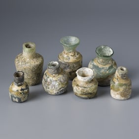 Lot of 7 Ancient Roman Glass Perfume/Medicine Bottles
