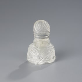 Mughal 18th–19th Century Antique White Quartz Hand-Carved Crystal Perfume Bottle