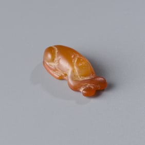 Antique Near Eastern Carnelian Agate Monkey Carved Bead