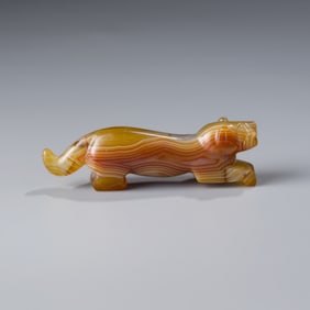 Pyu-Pagan Burmese Agate Tiger Motif Amulet