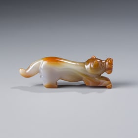 Pyu Agate Tiger Figurine Talisman, 200–1000 AD