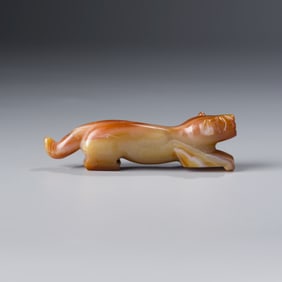Burmese Antique Pyu Agate Tiger Figurine Talisman, 200–1000 AD