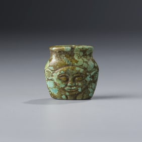 Chinese Ming Dynasty Carved Face Figurine on Turquoise Pendant