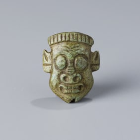 Chinese Hongshan Culture Turquoise Face Mask Amulet Pendant