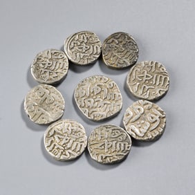 Lot of 9 Medieval Indian Silver Coins