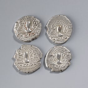 Lot of 4 Indo-Sasanian Gadhaiya Paisa Silver Drachms, 11th Century
