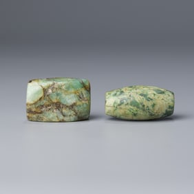 Ancient Chinese Han Dynasty Amazonite Beads (Set of 2)