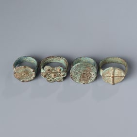 Lot of 4 Ancient Roman & Byzantine Rings – Mixed Sizes