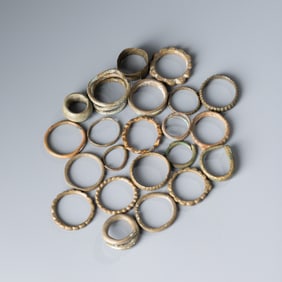 Lot of 22 Ancient Roman-Greek Bronze Rings – Near Eastern Collectible Jewelry