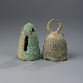 Ancient Indo-Scythian Bronze Bell Pendants (2 pcs)