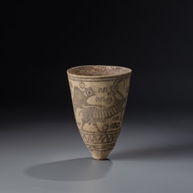 Indus Valley Terracotta Vase with Painted Animal Motifs
