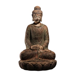 Chinese Song Dynasty clay sculpture painted seated Buddha statue