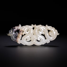 Chinese Han Dynasty Double Dragon Jade Pendant