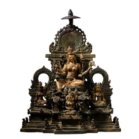 West Asian gilt bronze seated Buddha statue