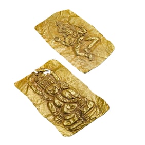 A pair of pure gold elephant gods from ancient Persian culture