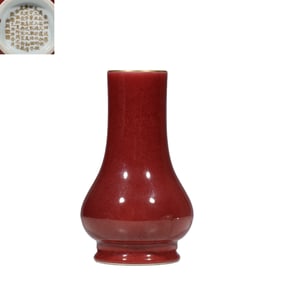 Chinese Qing Dynasty long-necked vase with red glaze