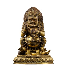 Chinese Ming Dynasty Gilt Bronze Seated God of Wealth