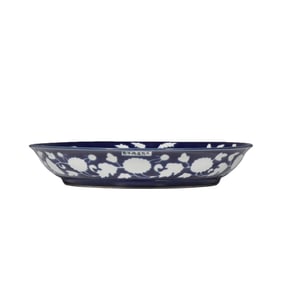 Large blue-glazed plate with white floral design from the Xuande period of the Ming Dynasty, China