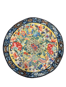 Chinese Qing Dynasty Yellow Satin Ground Phoenix and Hydrangea Pattern Embroidery