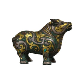 Gold and silver inlaid ox from the Warring States period of China