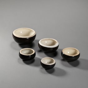 A set of plain bowls from Gongxian kiln in China during the Tang Dynasty