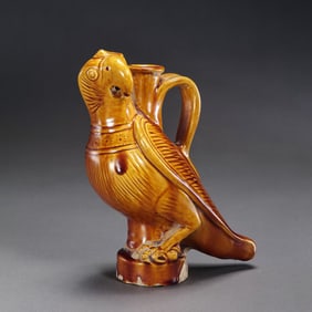 Chinese Tang Dynasty Yellow-glazed Parrot Vase