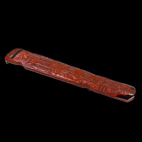 Chinese Qing Dynasty carved red lacquer guqin