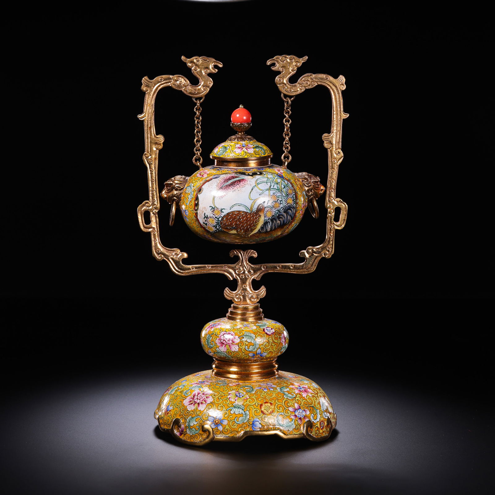 Chinese Qing Dynasty Qianlong Period Enamel-Painted Covered Jar with Openwork Flower and Bird Design (1 of 10)