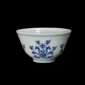 Blue and white porcelain cups from the Qing Dynasty in China