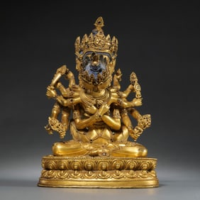 Chinese Ming Dynasty Gilt Bronze Seated Buddha Statue