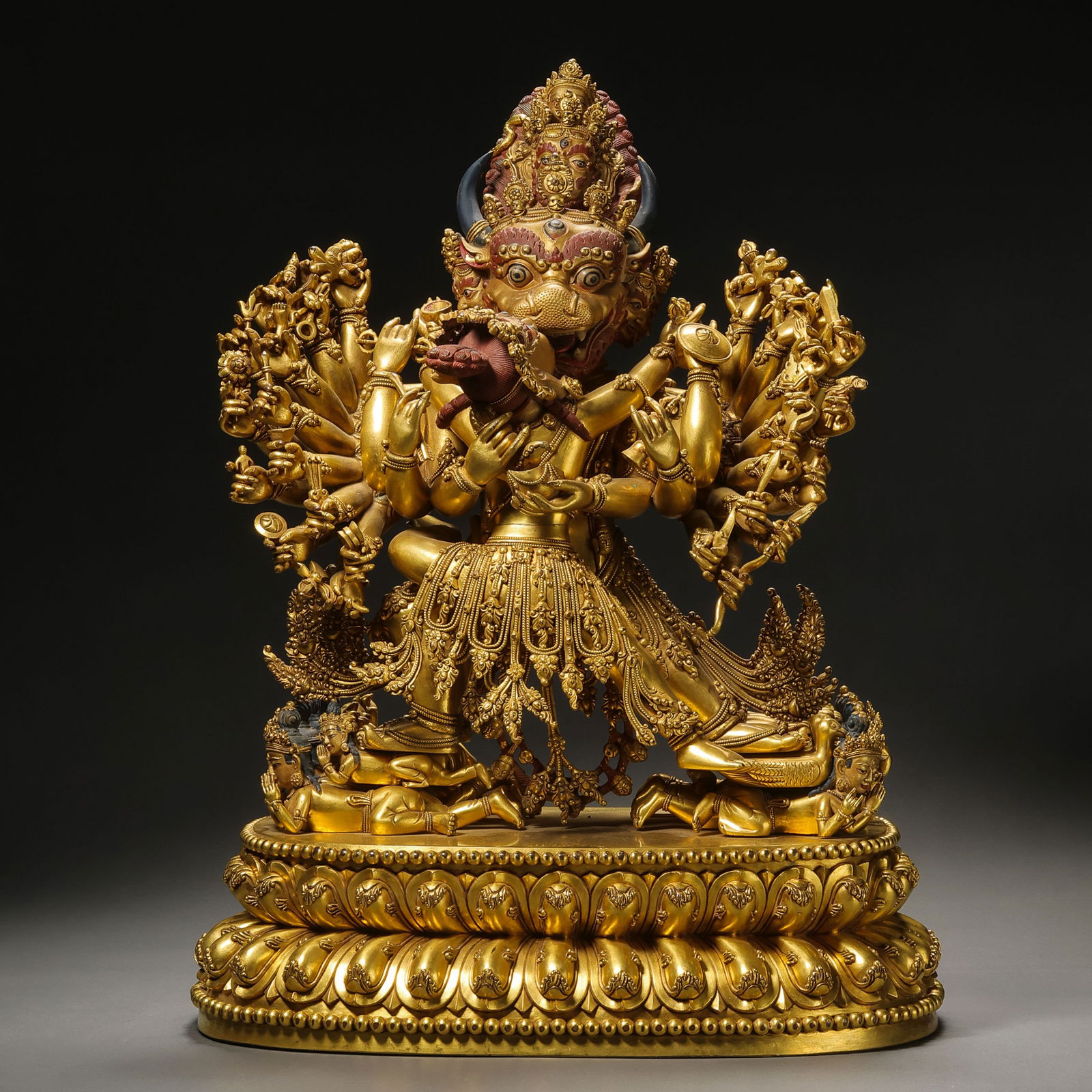 A gilt bronze standing statue of Vajrabhairava from the Yongle period of the Ming Dynasty in China. (1 of 13)