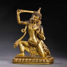 Chinese Ming Dynasty Gilt Bronze Buddhist Statue