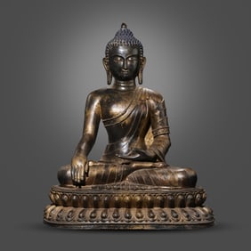 Chinese Ming Dynasty Gilt Bronze Seated Buddha Statue