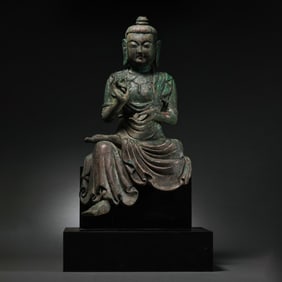 Bronze seated Buddha statue from the Northern Wei Dynasty in China