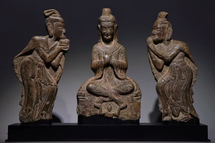 Bluestone cliff carvings of Buddha statues from the Northern Wei Dynasty in China