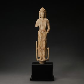 Standing White Marble Buddha Statue from the Tang Dynasty in China